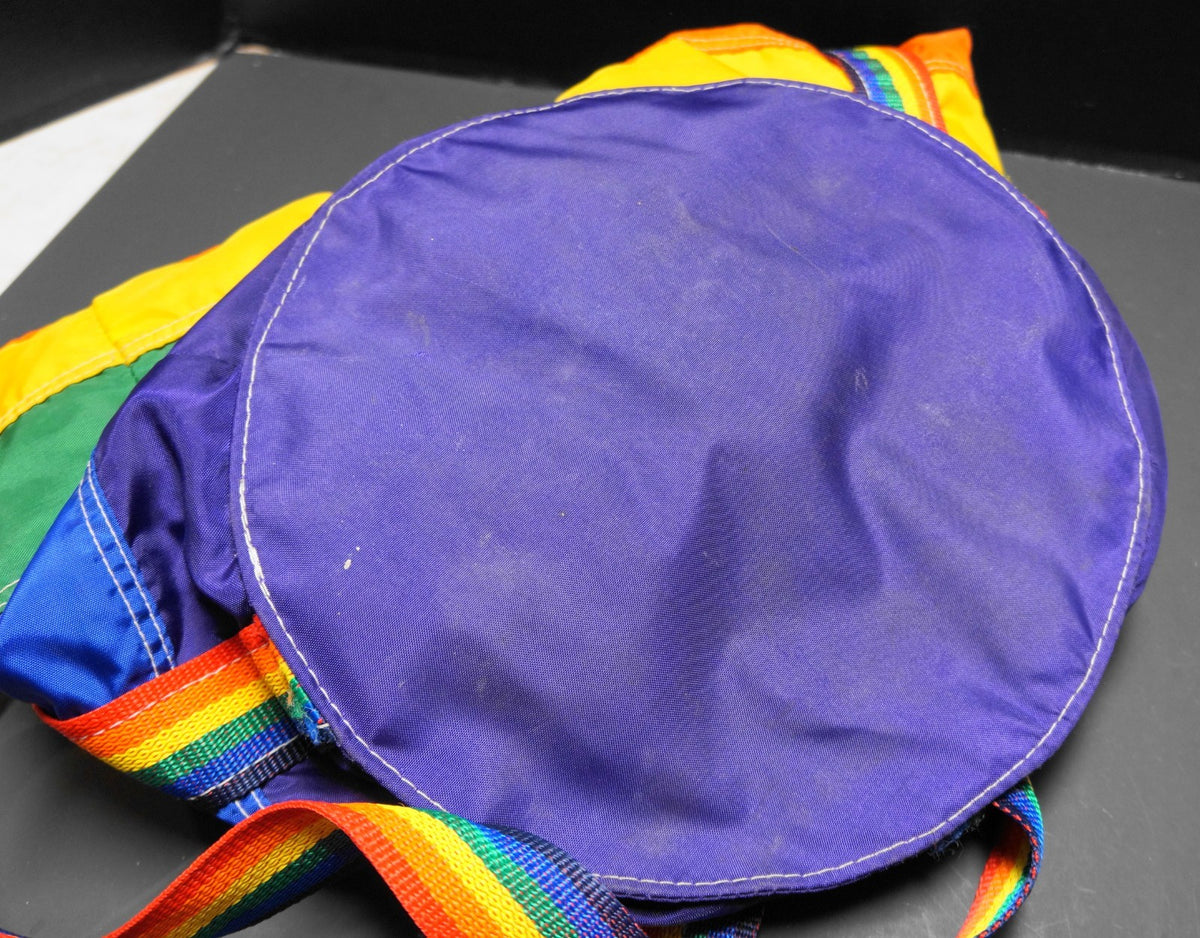 Taylor Made Rainbow Stripe 1980s Drawstring Bucket Bag Nylon