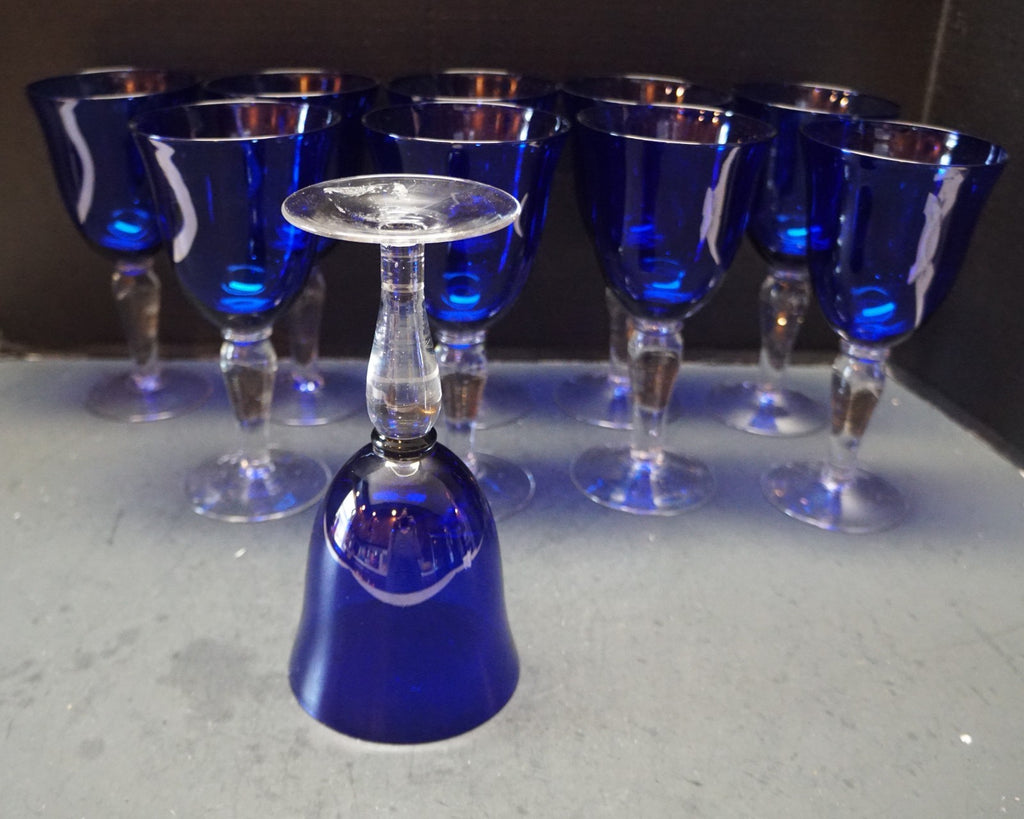 SOLD Gibson Colonial Cobalt Blue Water Goblets Set of 10