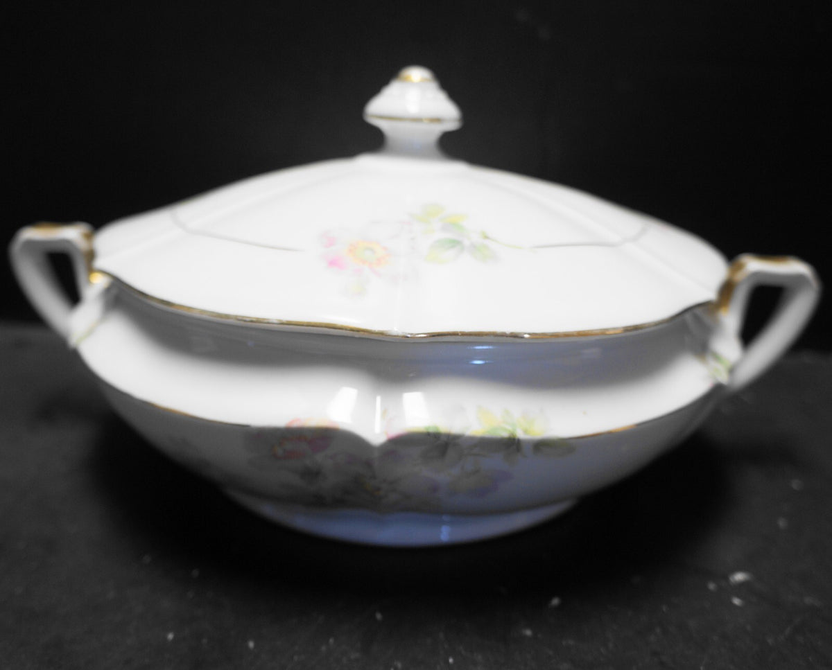 Czecho Slovakia Porcelain Covered Dish Apple Blossom Flowers