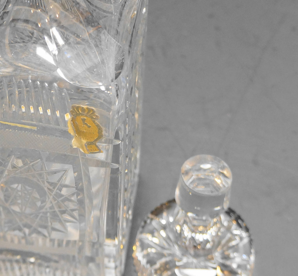 Imperlux West Germany Clear Cut Crystal Square Decanter