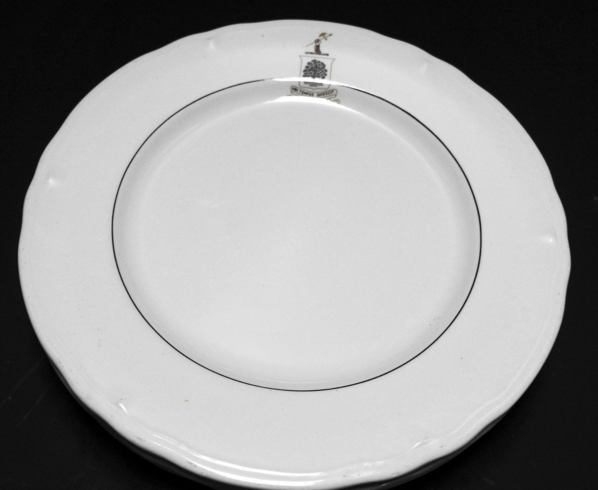 Ubi Tempus Quiescit Tree Shield Arm Sword Logo Restaurant Ware Plates Shenango