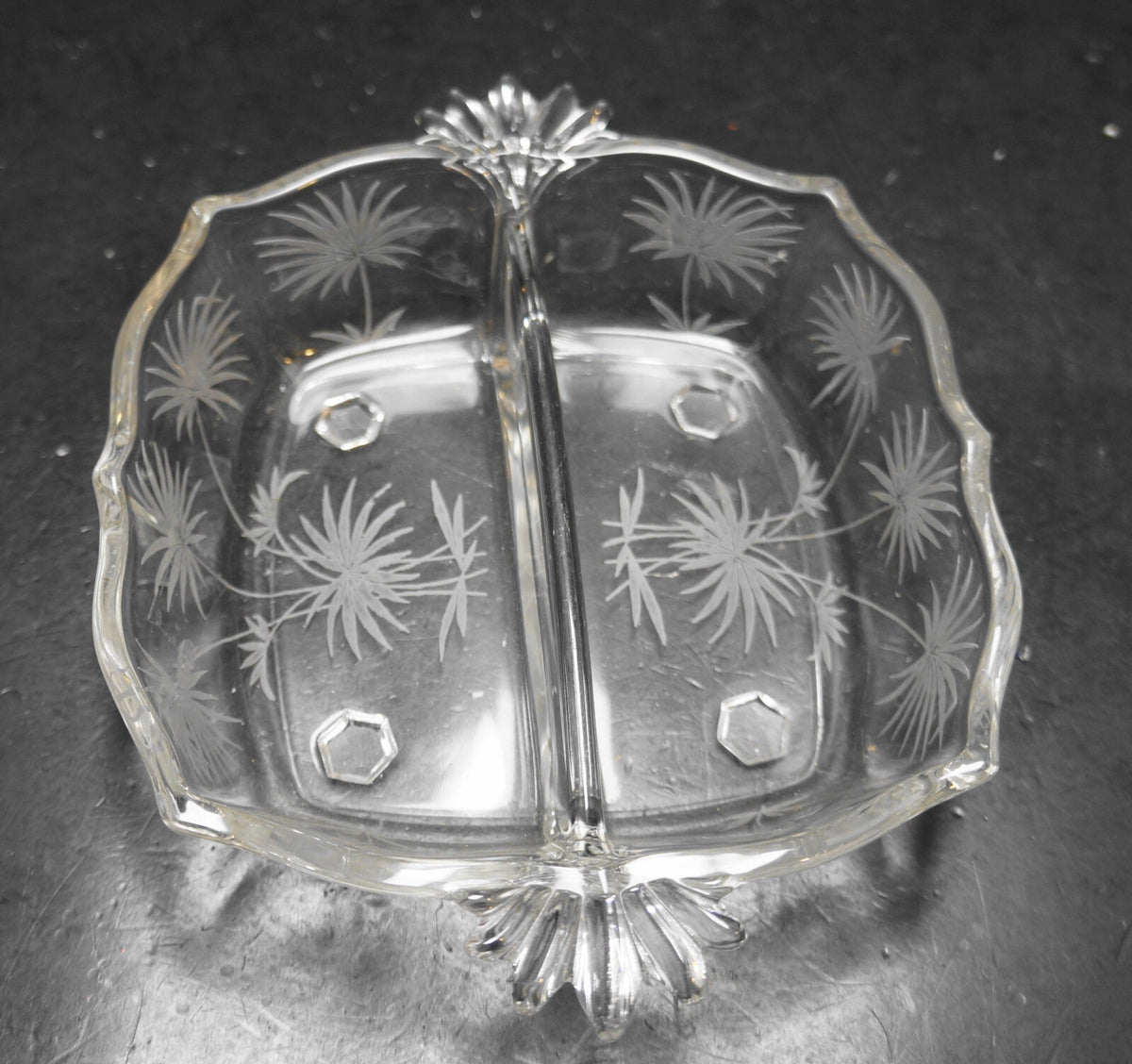 Fostoria Lido Etch Baroque Relish 2 Part
