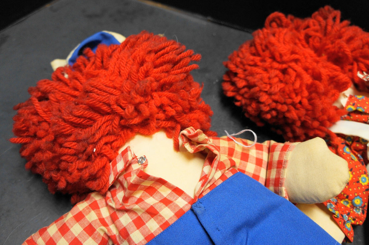 Raggedy Ann and Andy Dolls Pair Vintage Unsigned