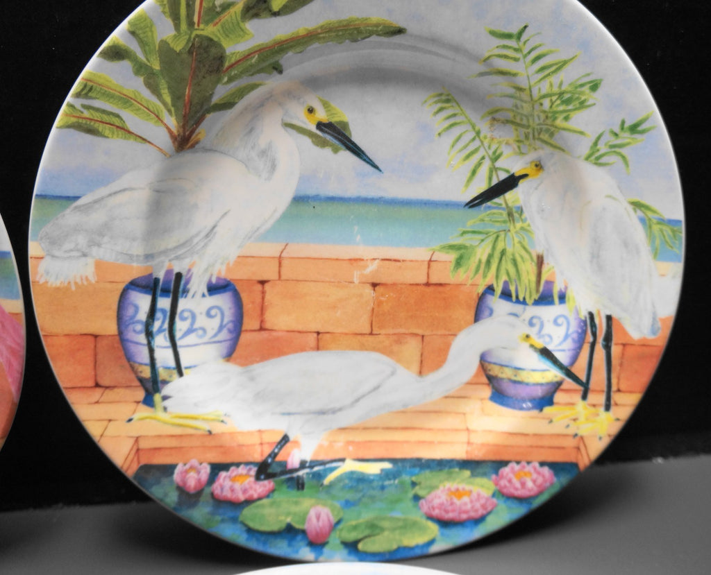 American Atelier Marsh Birds Salad Plates Set of 4 Different Designs