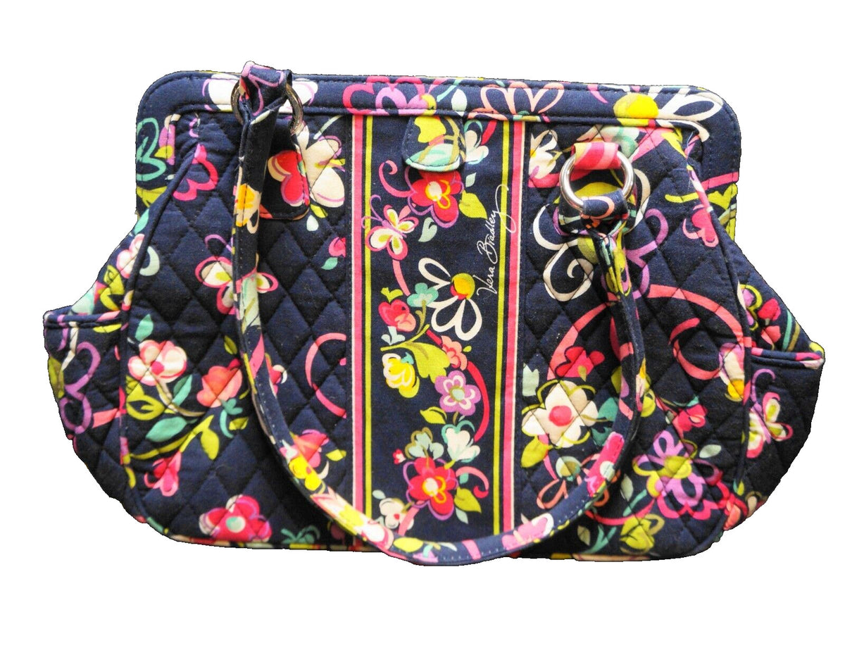 Vera Bradley Ribbons Breast Cancer Awareness Frame Bag Blue Pink Floral