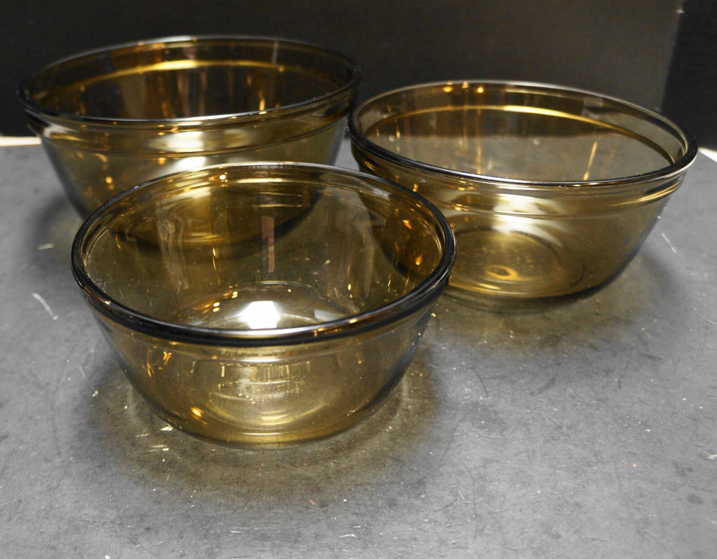 Anchor Hocking Dark Brown Amber Oven Basics Mixing Bowls Set of 3