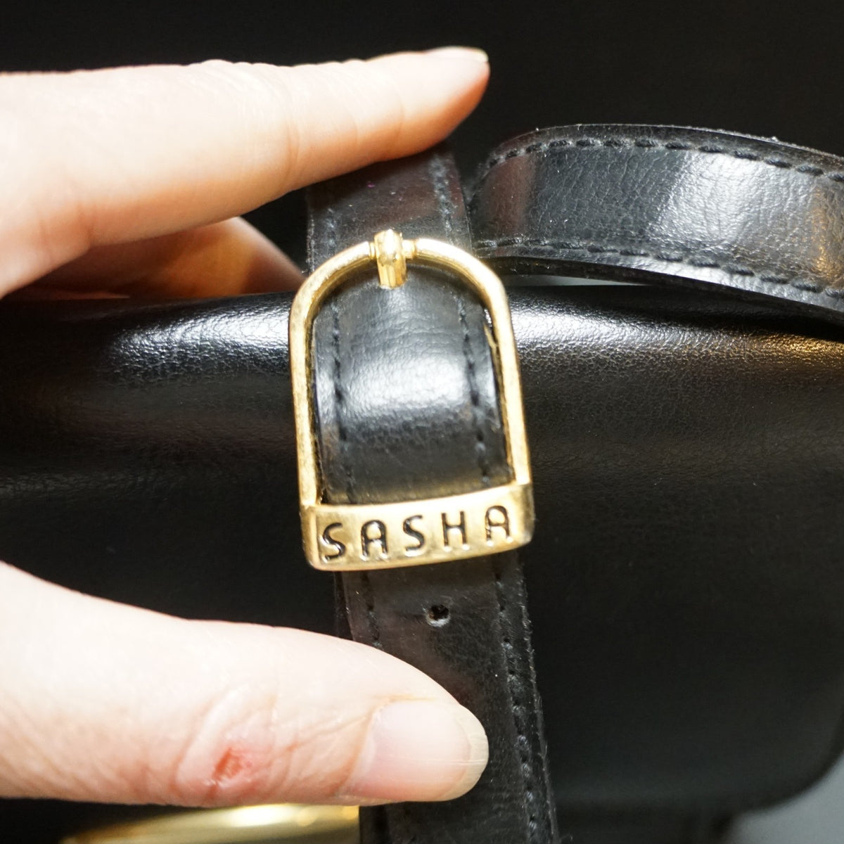Sasha Black Leather Crossbody Purse Vintage 1990s