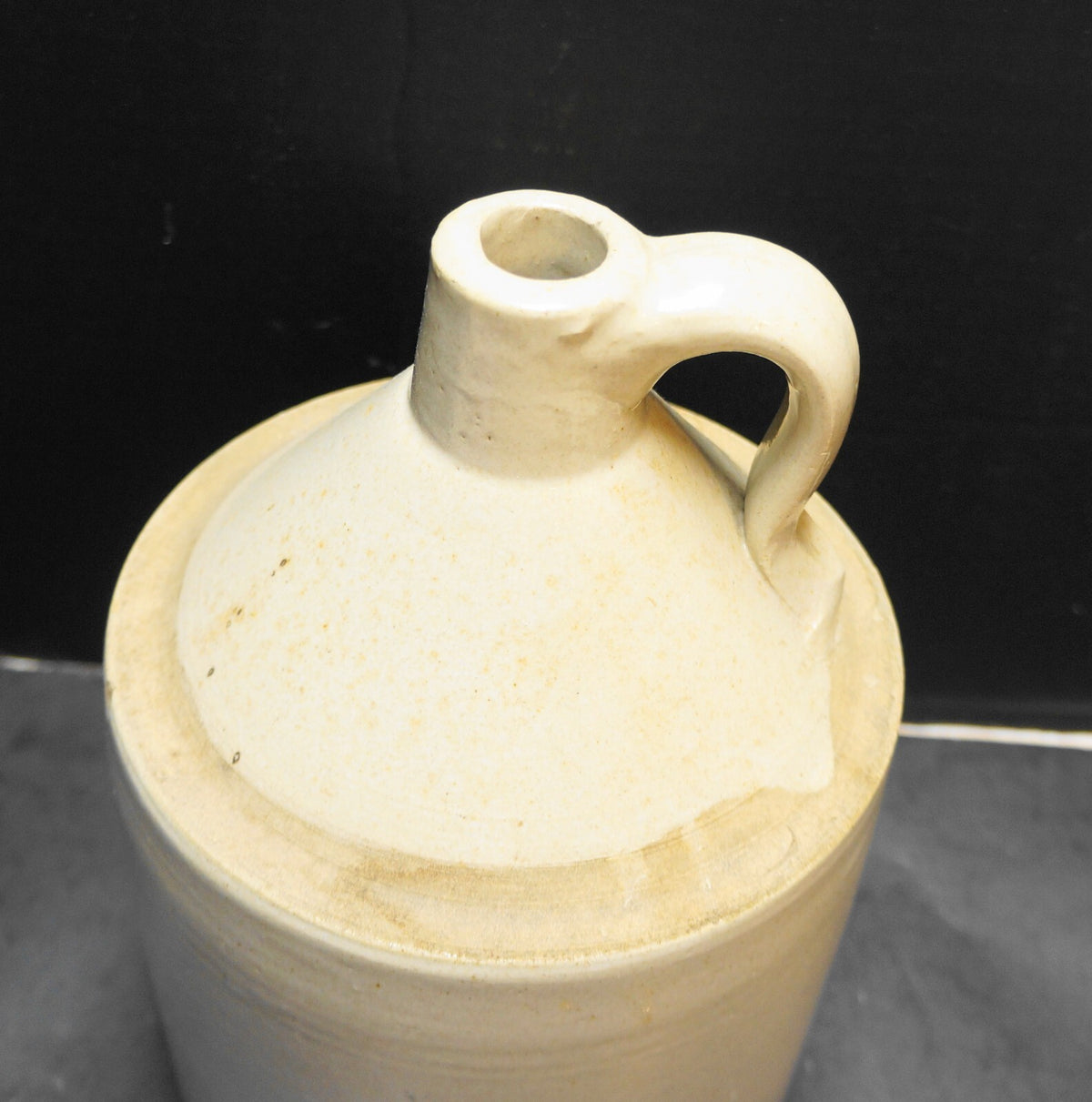 Stoneware Whiskey Jug Cream Salt Glaze C. 1900 11 IN
