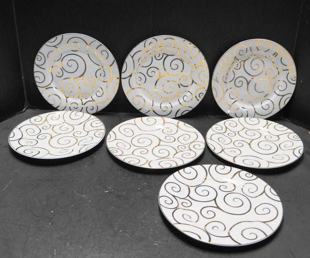 Pier 1 Gold Swirl Salad Plates Set of 7