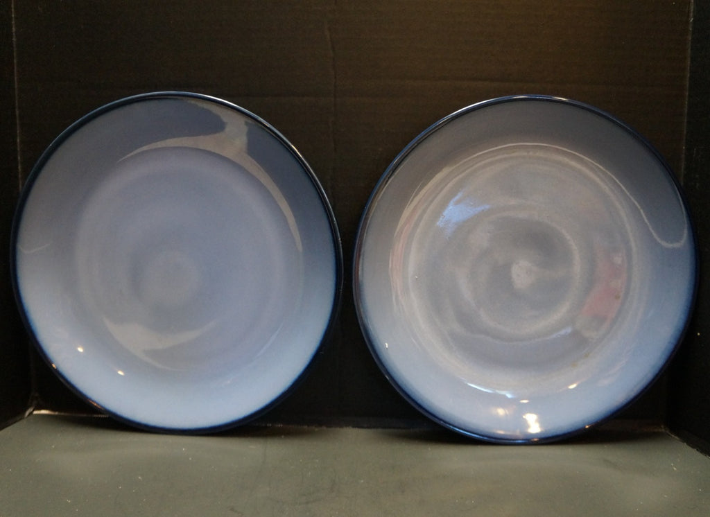 Sango Nova Blue Chop Plates Round Platters Pair 12"