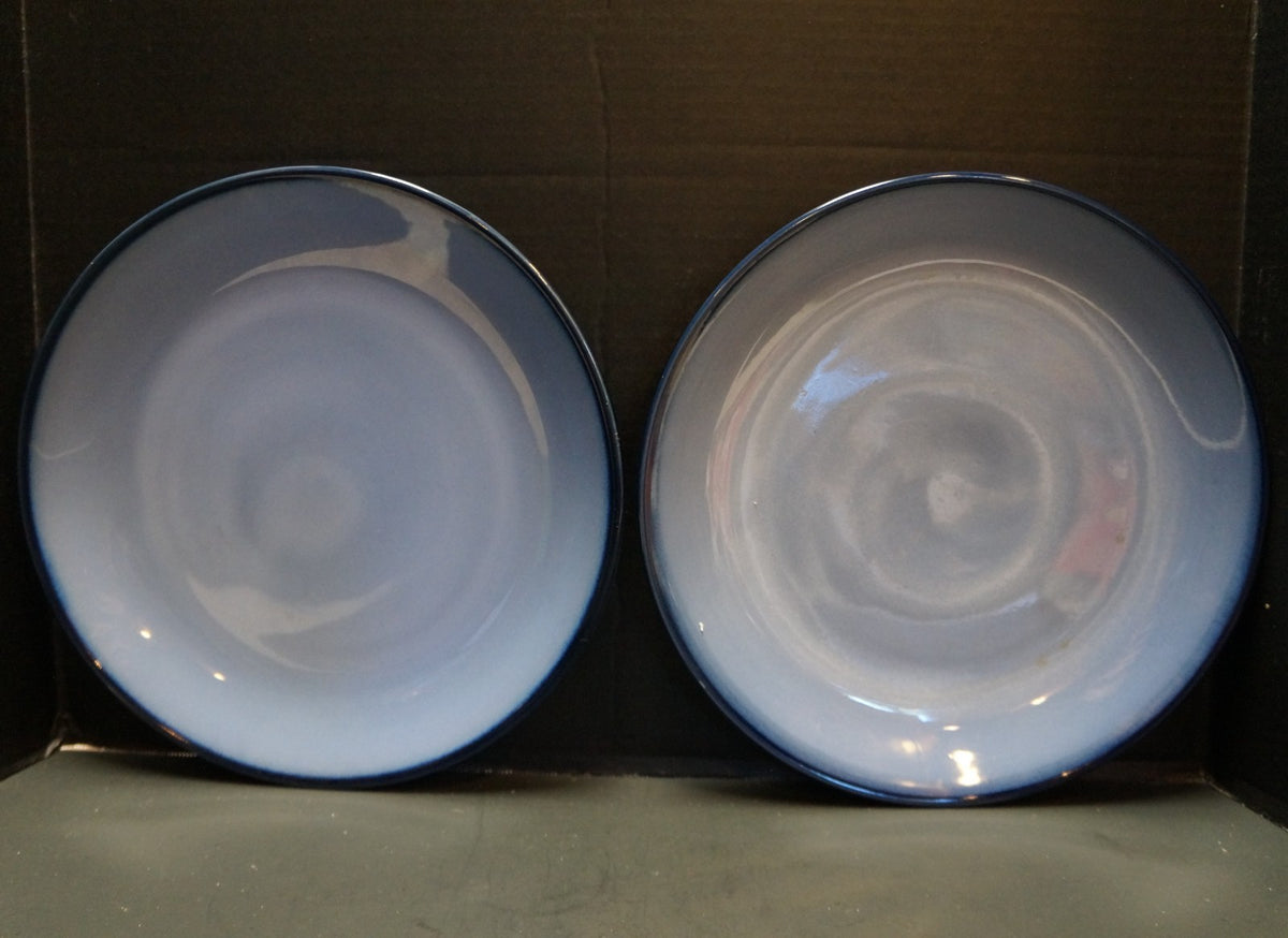 Sango Nova Blue Chop Plates Round Platters Pair 12"