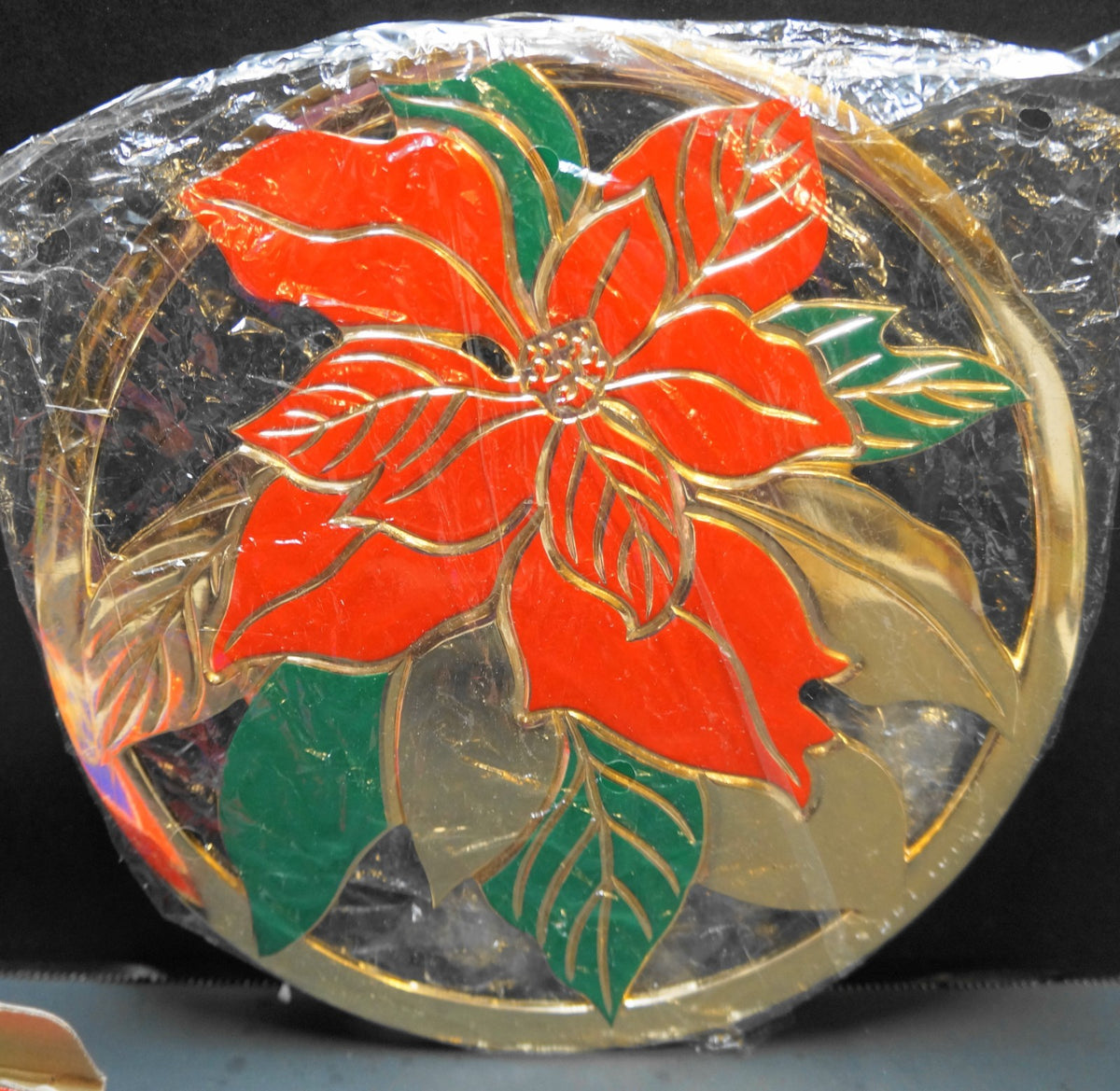 Home For The Holidays Brass Enamel Poinsettia Trivet Christmas