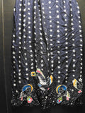 Vera Bradley NIght Sky Scarf Blue White Pink Owls Stars 30 x 64