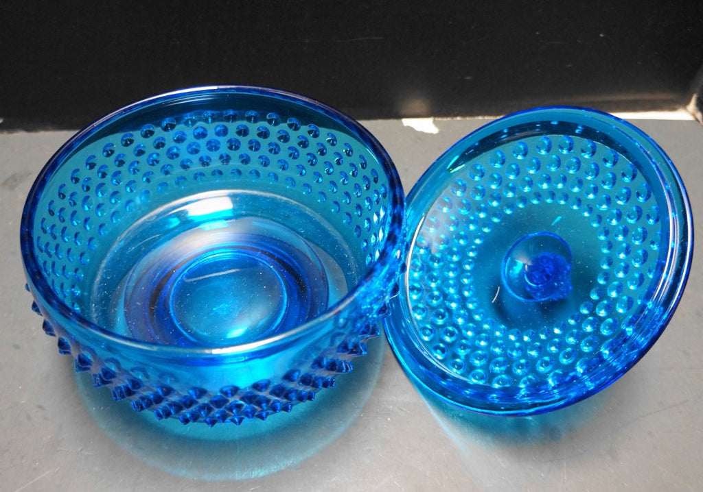 LE Smith Hobnail Colonial Blue Footed Candy Dish