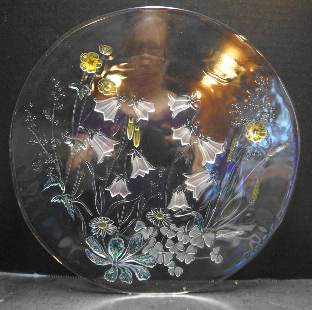 Walther Glass Studio Nova Cinderella Cake Plate Round Platter Tray In Box 13 IN