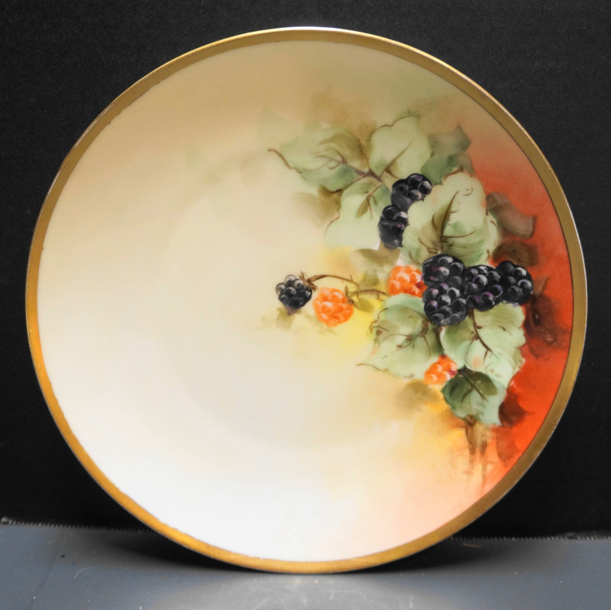 Hand Painted Blackberries Cabinet Plate Imperial Austria Empire PSL 9"