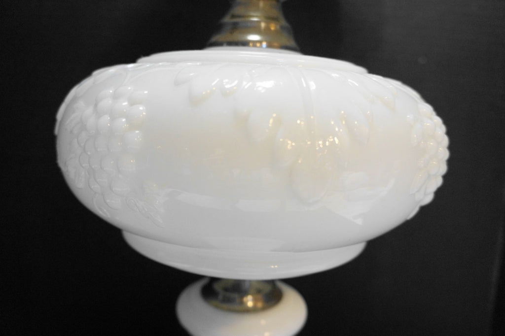 Milk Glass Grape Vine Tall Electric Table Lamp 31 IN