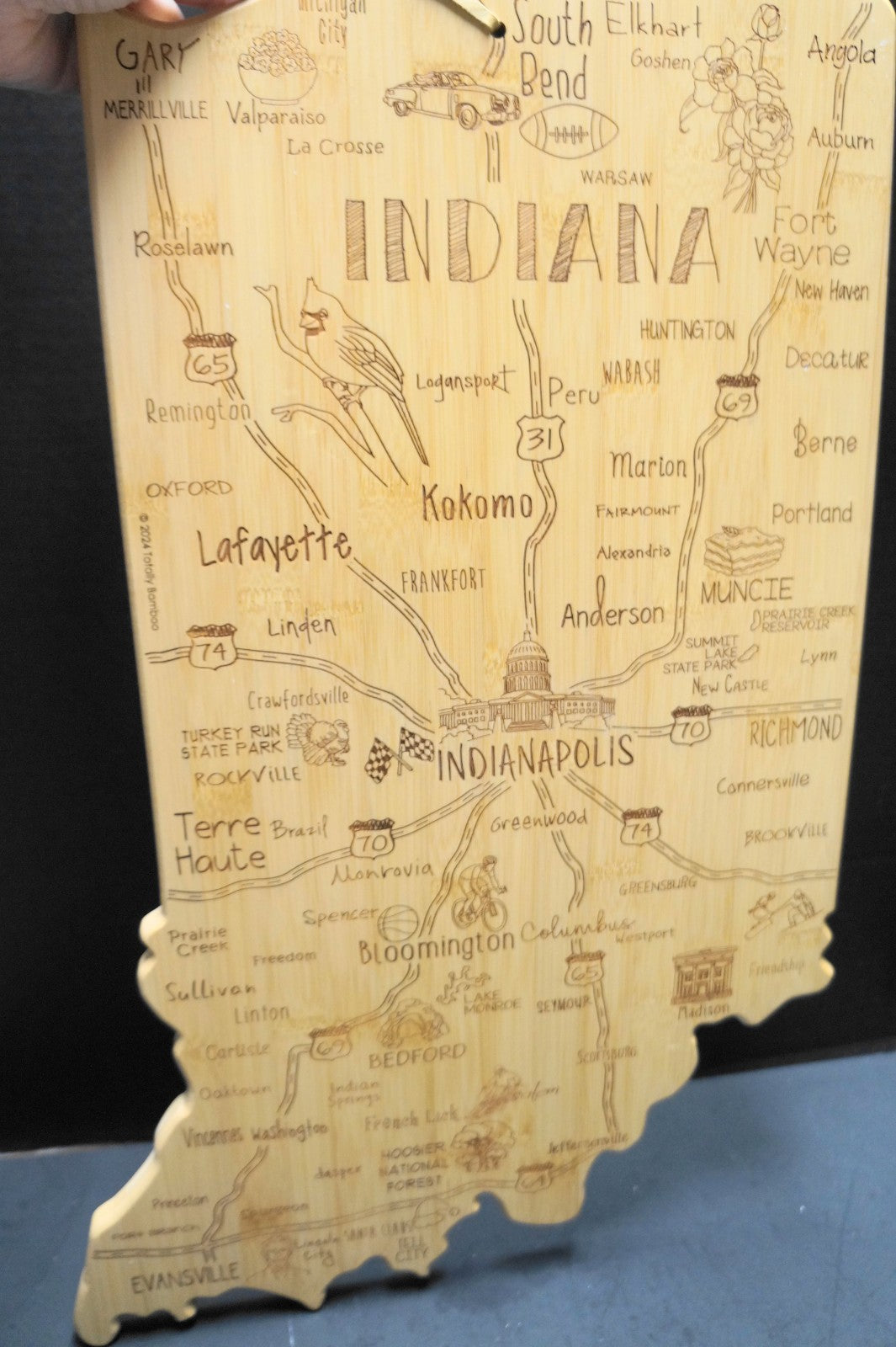 SOLD Totally Bamboo Indiana State Cutting Board Laser Etched 22 x 13