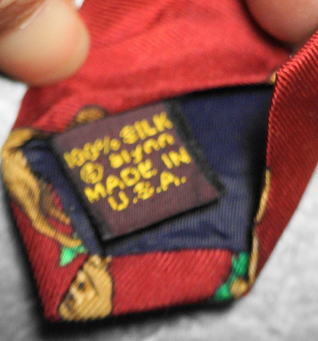 Allyn Neckwear Chocolate Labrador Retriever Maroon Silk Tie Vintage