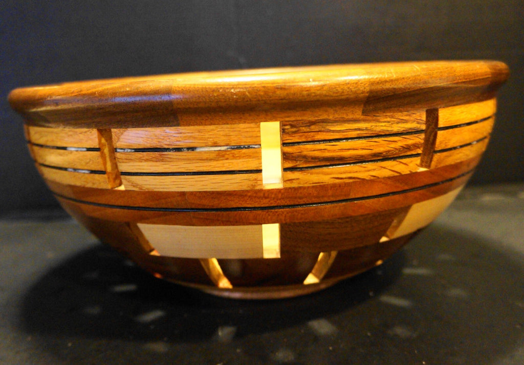 Wood Block Stacked Bowl Artist Signed MMZ