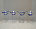 Pier 1 Swirline Cobalt Blue Martini Glasses Set of 4