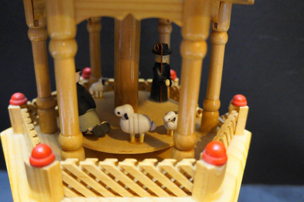 Germany Nativity Carousel Wood Hand Painted Vintage Incomplete