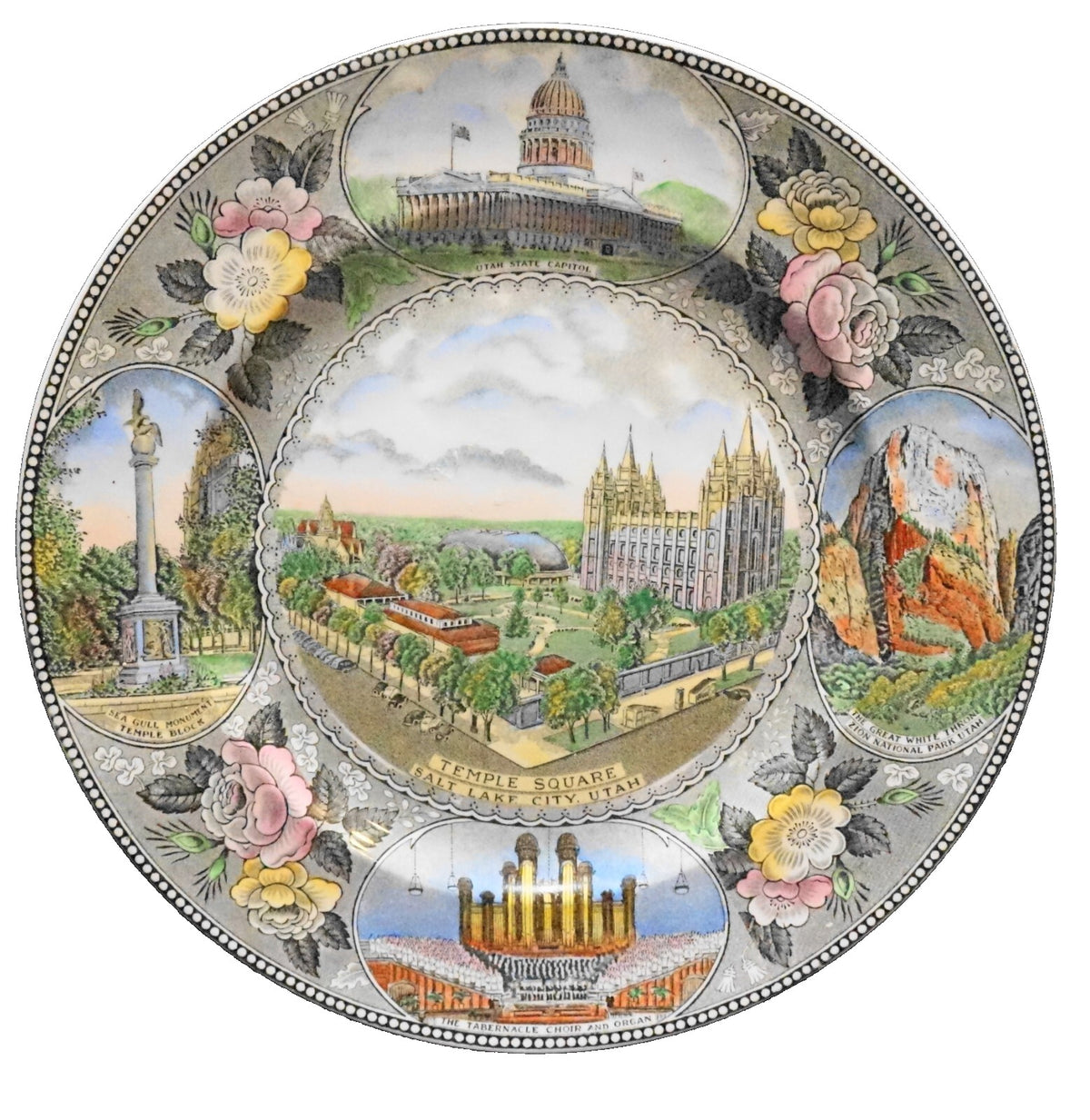 Adams Jonroth Old English Staffordshire Utah Salt Lake City Temple Square Polychrome