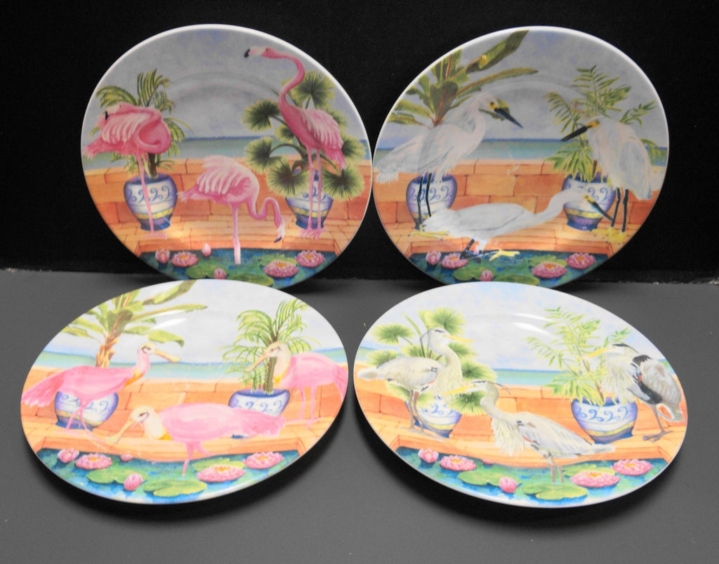 American Atelier Marsh Birds Salad Plates Set of 4 Different Designs