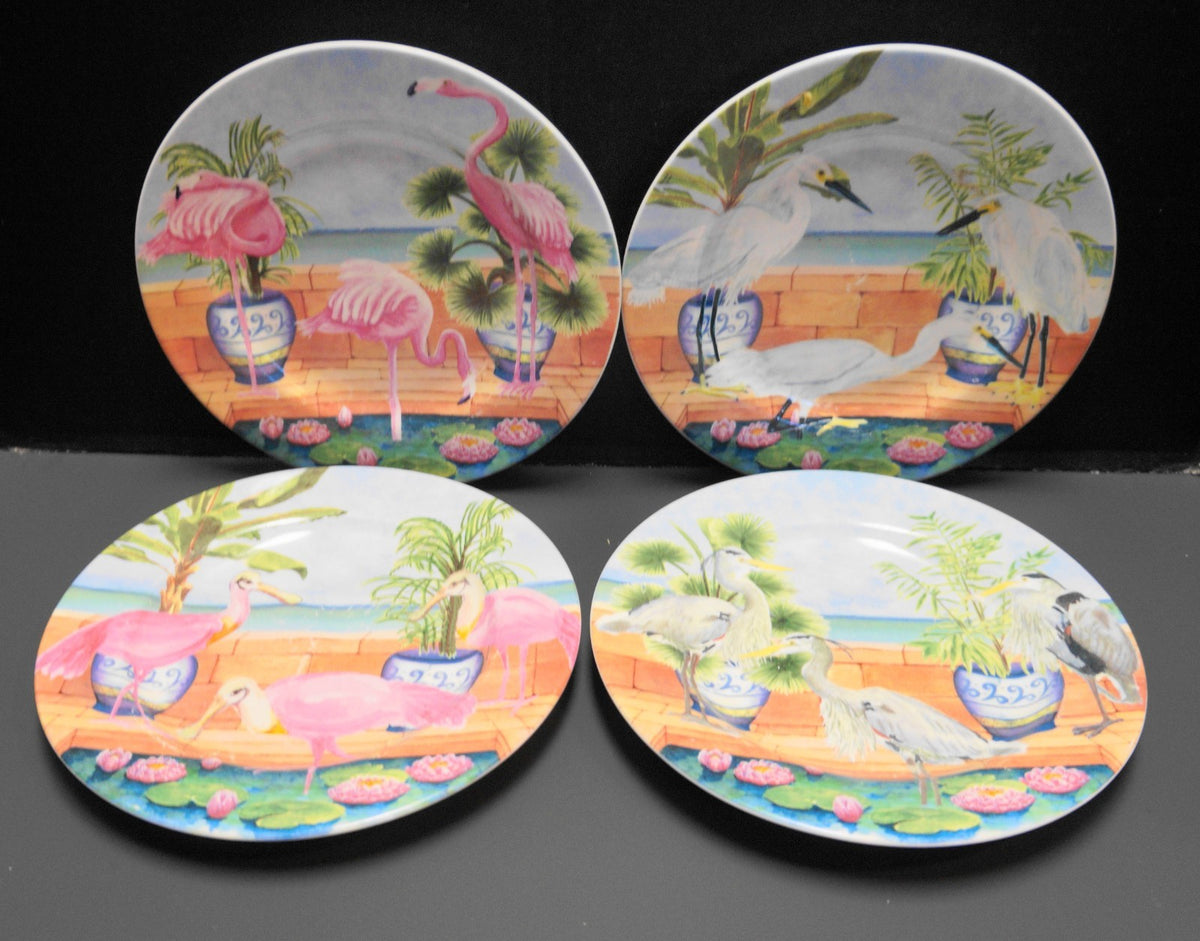 American Atelier Marsh Birds Salad Plates Set of 4 Different Designs