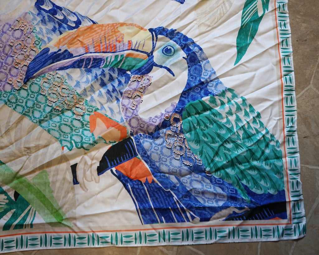 Chico's Island Motif Tropical Toucan Square Scarf 2025 35 IN