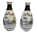 Kutani Japan Sake Bottles Pair Hand Painted Porcelain 1930s