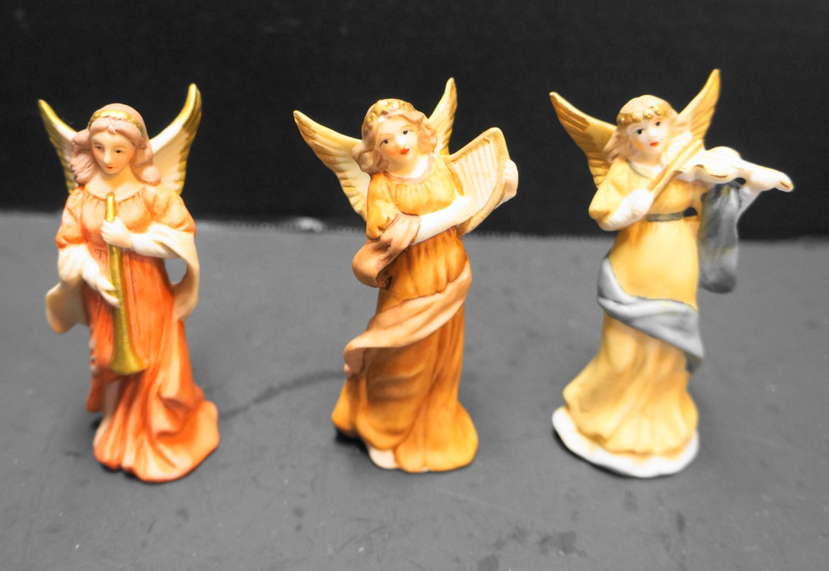 Russ Berrie Angel Musician Figurines Bisque Hand Painted Porcelain