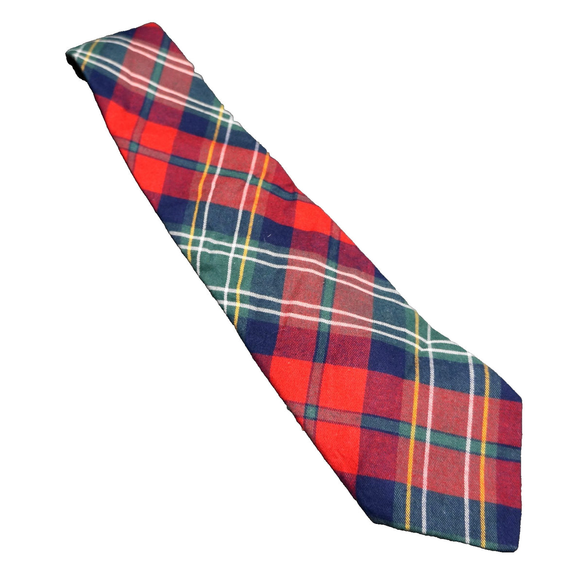 Van Heusen Corporate Casual Green Red Tartan Plaid Tie Cotton Made in USA