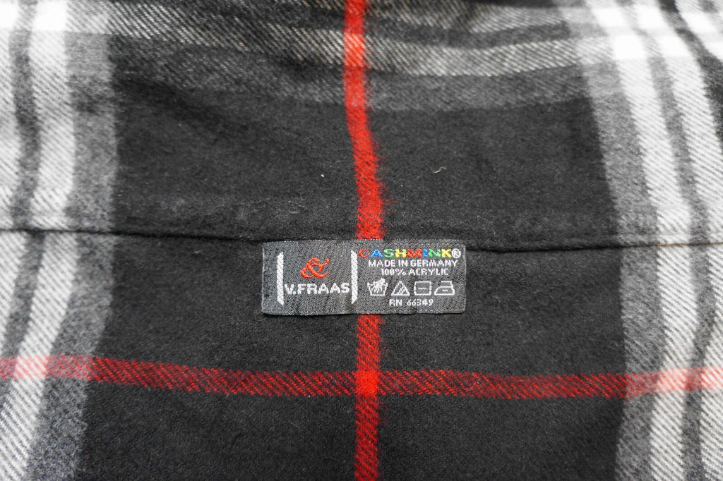 V Fraas Cashmink Black Plaid Infinity Scarf Acrylic Germany