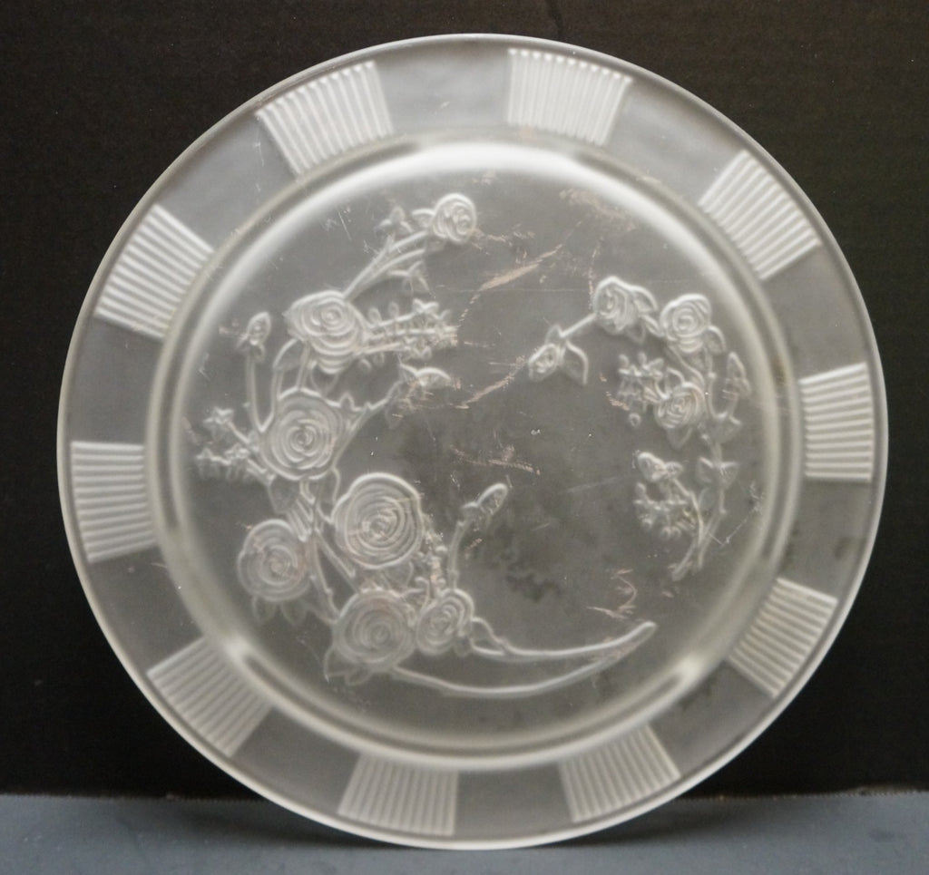 Federal Glass Sharon Rose Frosted Satin Cake Plate
