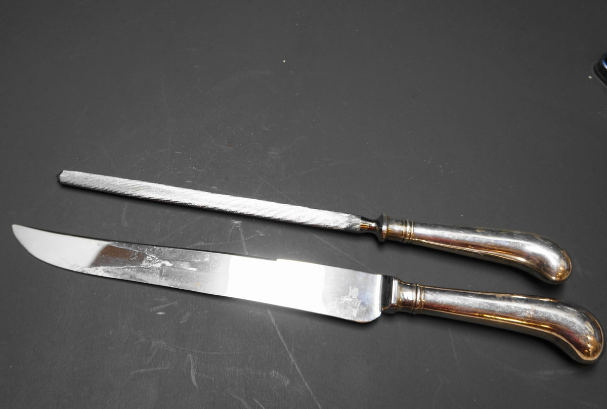 Sheffield England Silver Plated Pistol Handle Stainless Steel Carving Knife Shar