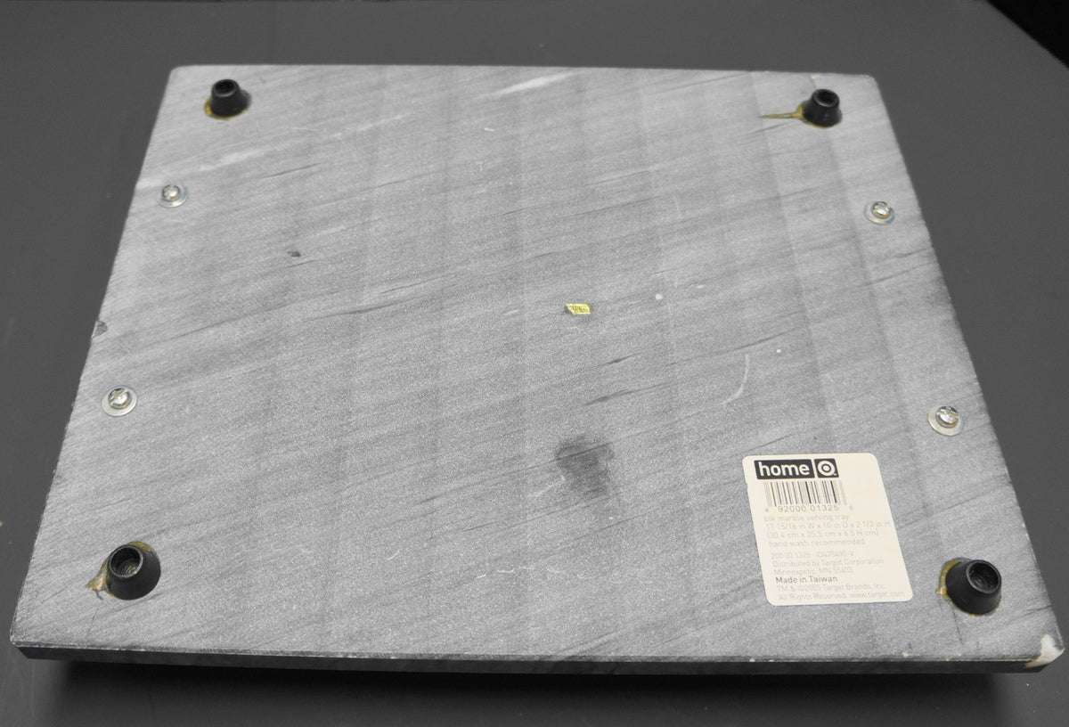 Target Home 2005 Black Gray Marble Tray Chrome Handles Rectangle