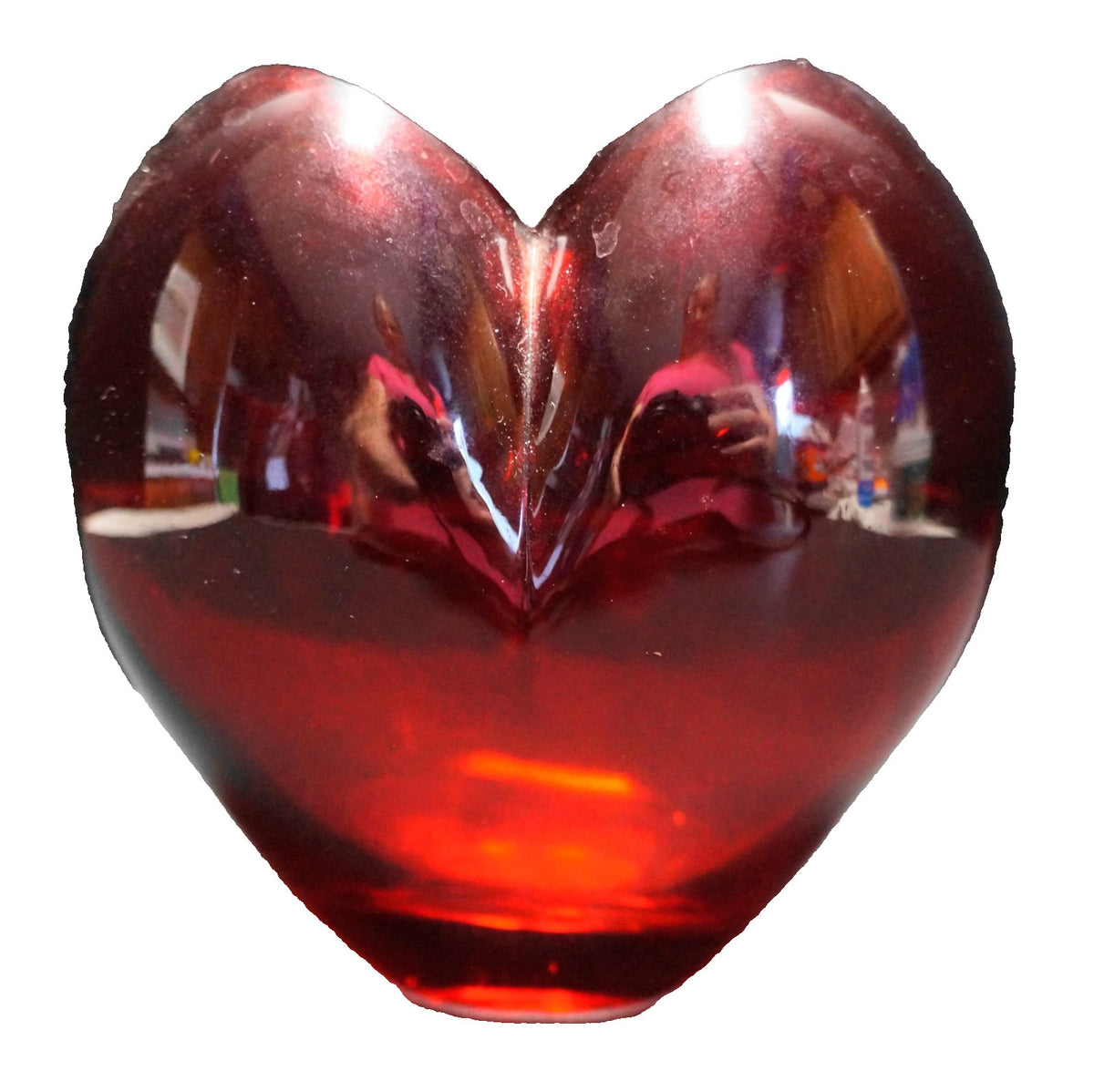 FTD Red Heart Heavy Blown Glass Vase 1986 Valentine
