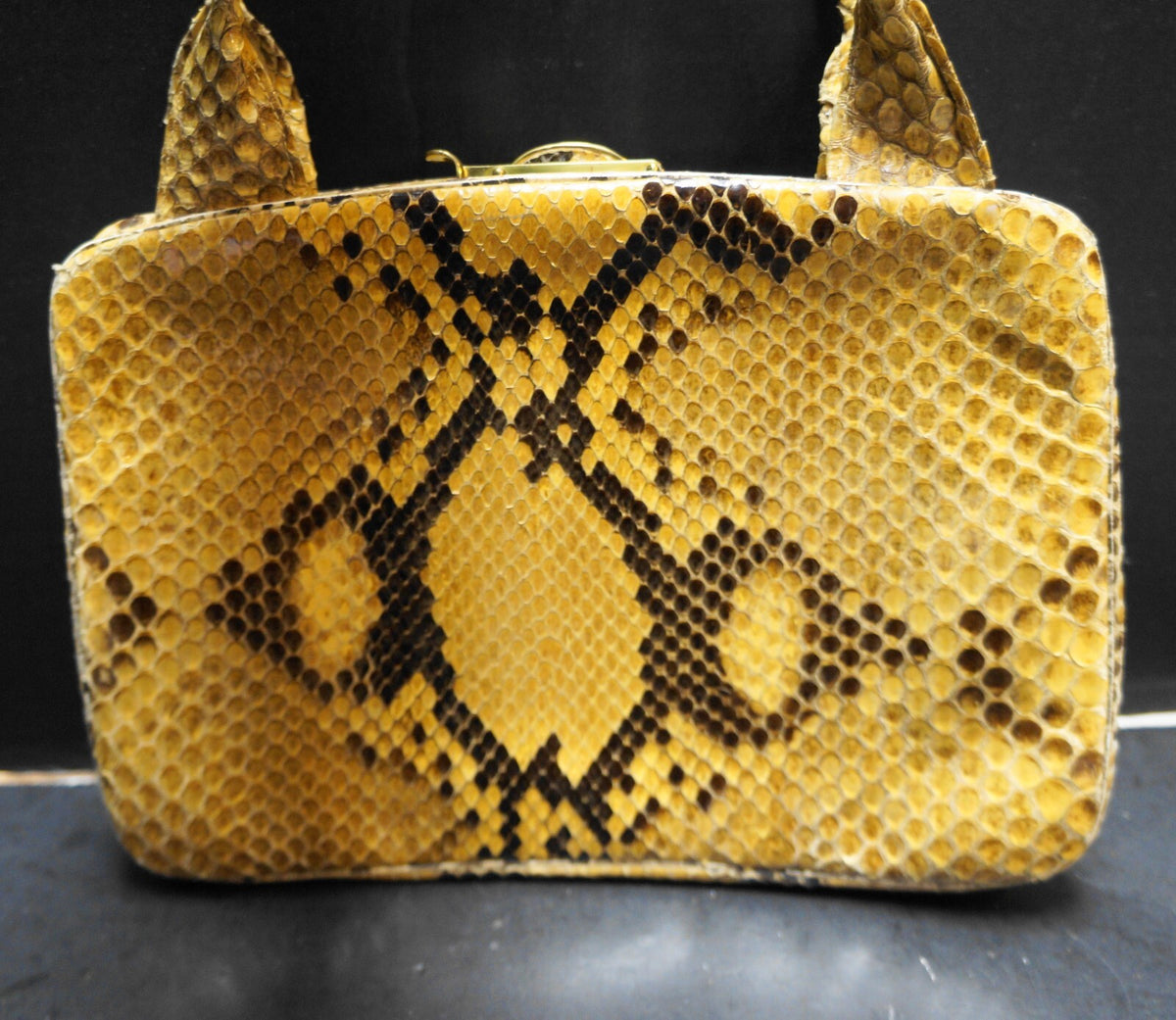 Vintage Python Snakeskin Tan Brown Handbag Purse