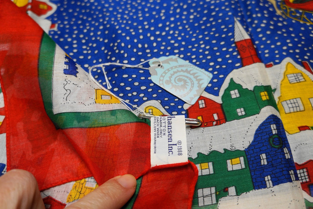 Ginnie Johansen Christmas Scarf 1988 Cotton Print