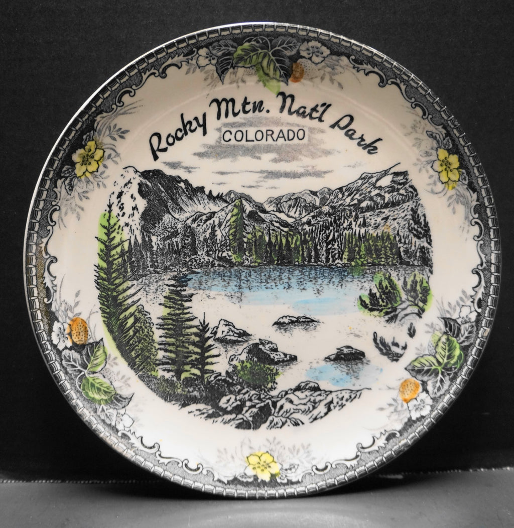 Rocky Mountain National Park Colorado Souvenir Plate Hand Tinted