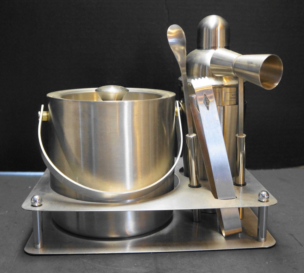 Stainless Steel Cocktail Bar Set 6 Pieces Ice Bucket Shaker Shot Tongs Tray