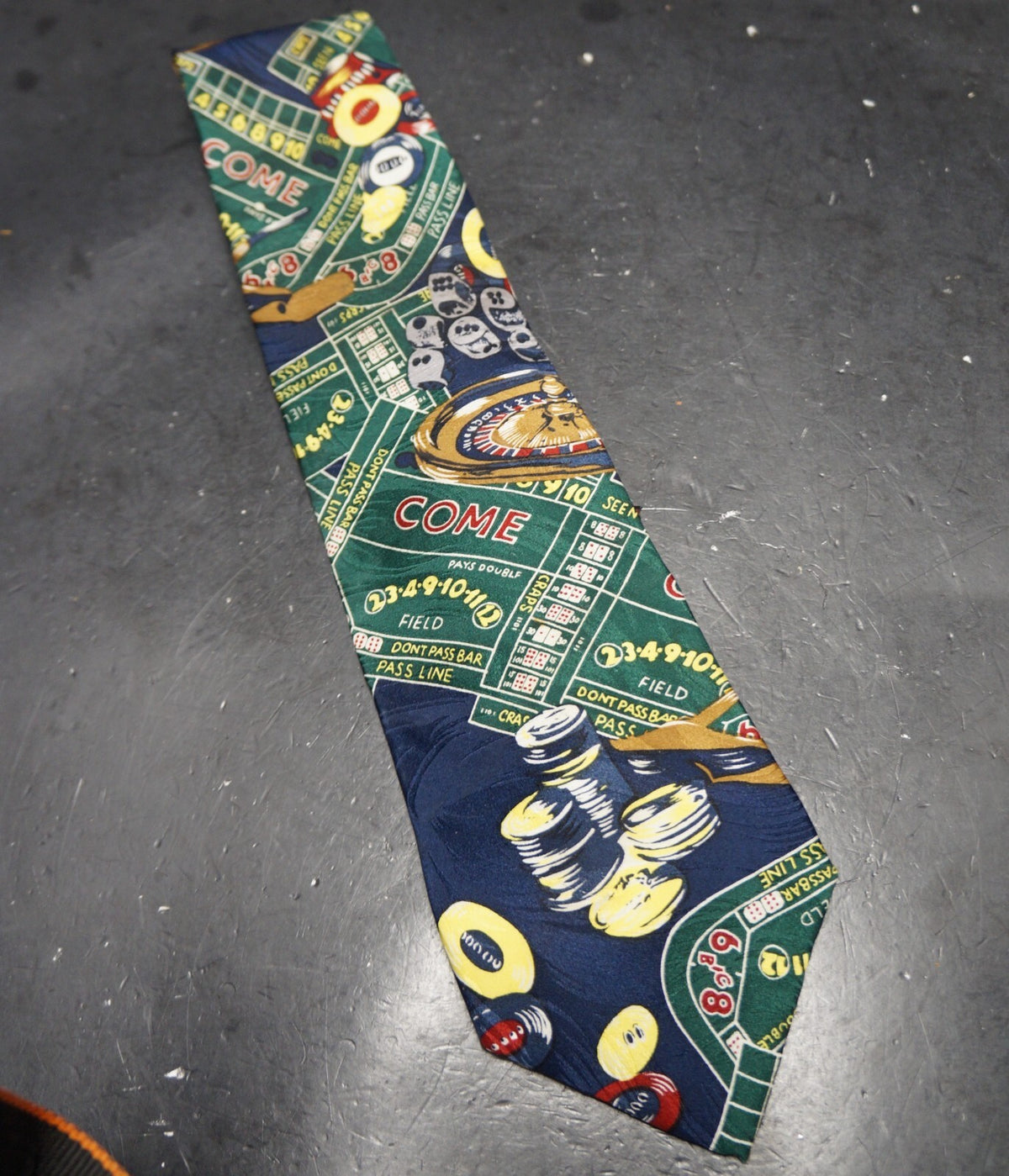 Sabatini Novelty Silk Tie Casino Print Roulette Wheel Chips
