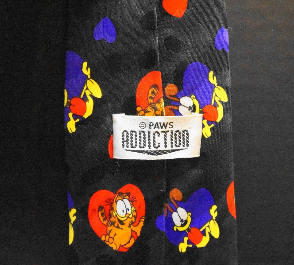 Garfield Odie Hearts Valentine Addiction Polyester Tie Vintage