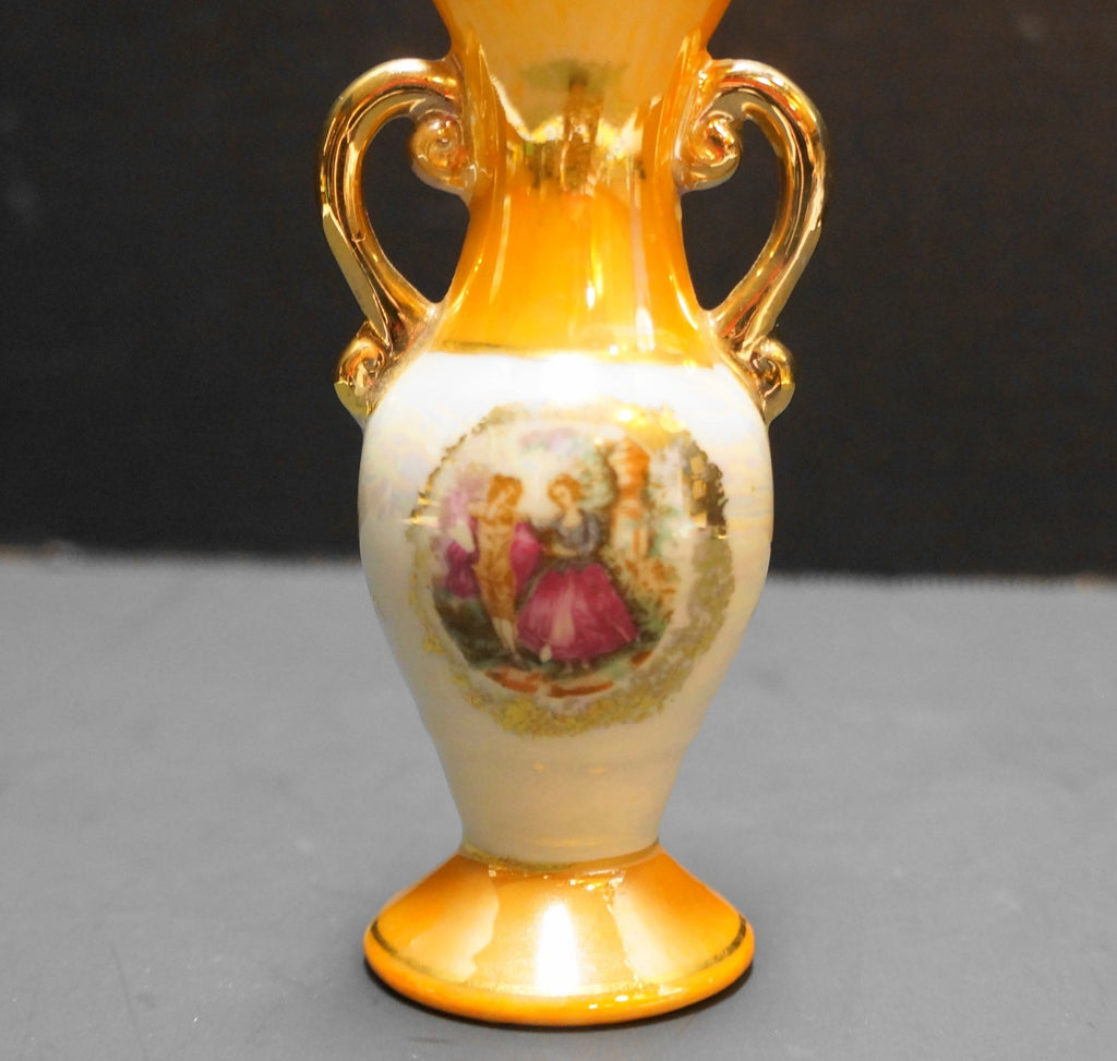 Orange Pearl Lustre Mini Urn Vase Portrait