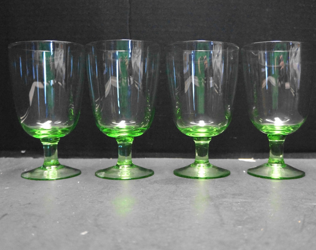 Martha Stewart Farmhouse Green Glass Water Goblets Set of 4