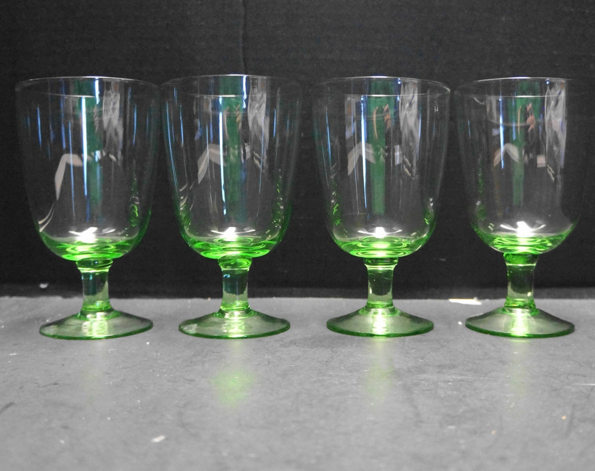 Martha Stewart Farmhouse Green Glass Water Goblets Set of 4
