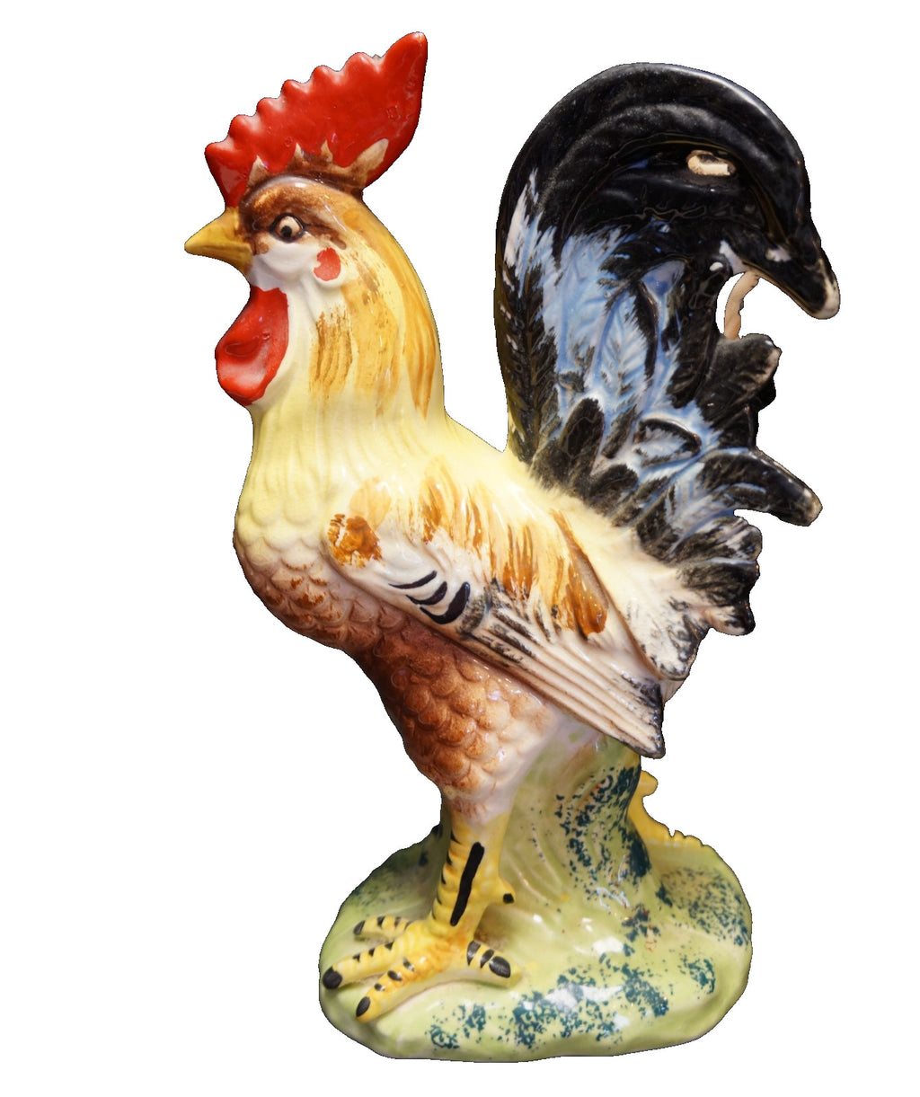 Hand Painted Rooster Figurine Large Ceramic Japan Farmhouse Decor