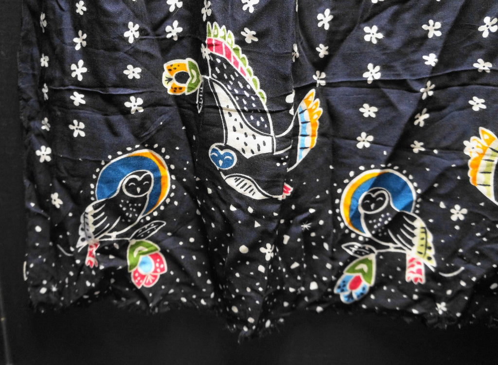 Vera Bradley NIght Sky Scarf Blue White Pink Owls Stars 30 x 64