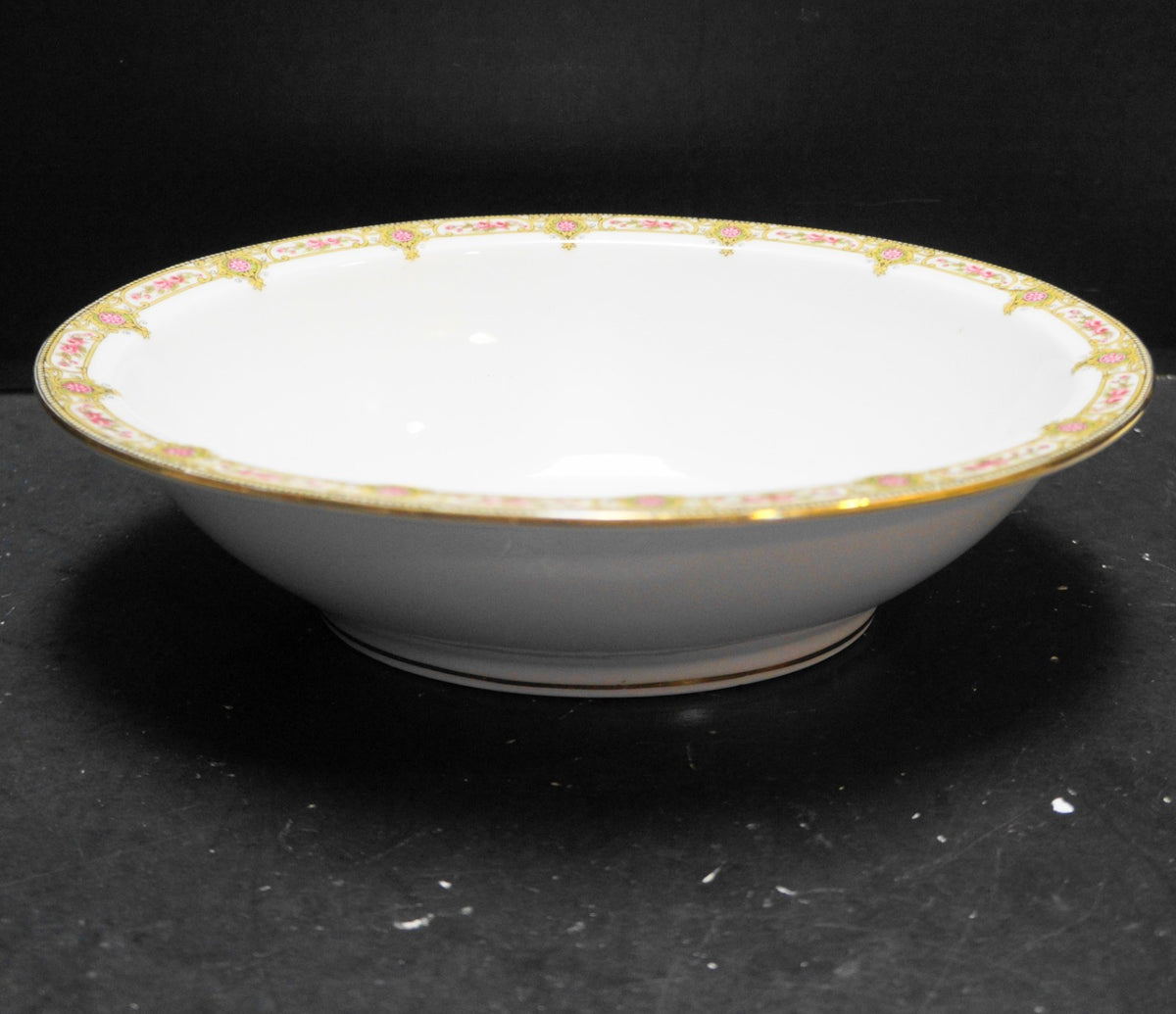 U.C. Limoges FB&CO France Oval Serving Bowl Roses Scrolls